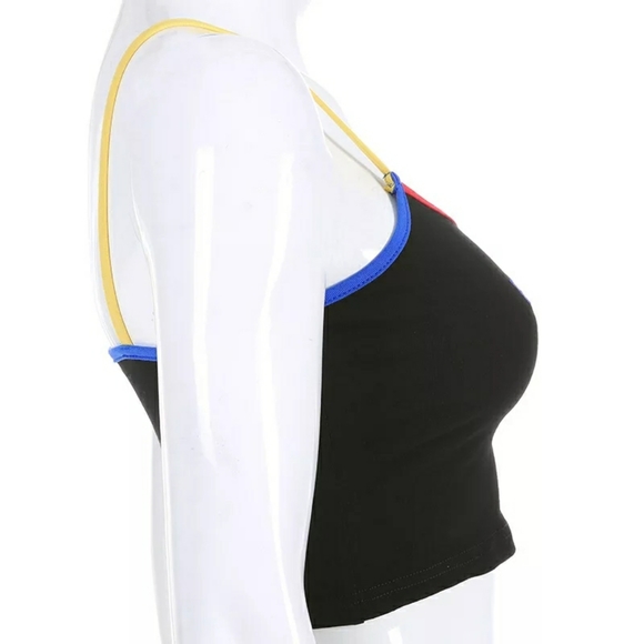 Emo Crop Top Color Block Emotional Print Tank - Picture 7 of 9